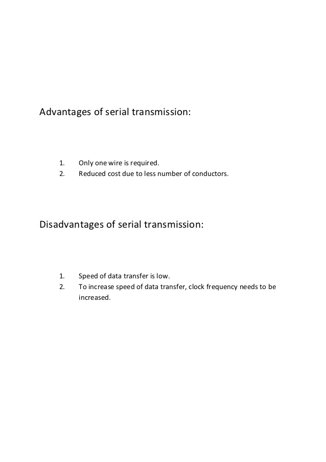 disadvantages of serial transmission and parallel
